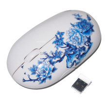 free shipping china Blue and white china porcelain gift 2.4GHZ wireless mouse personality gift wireless mouse