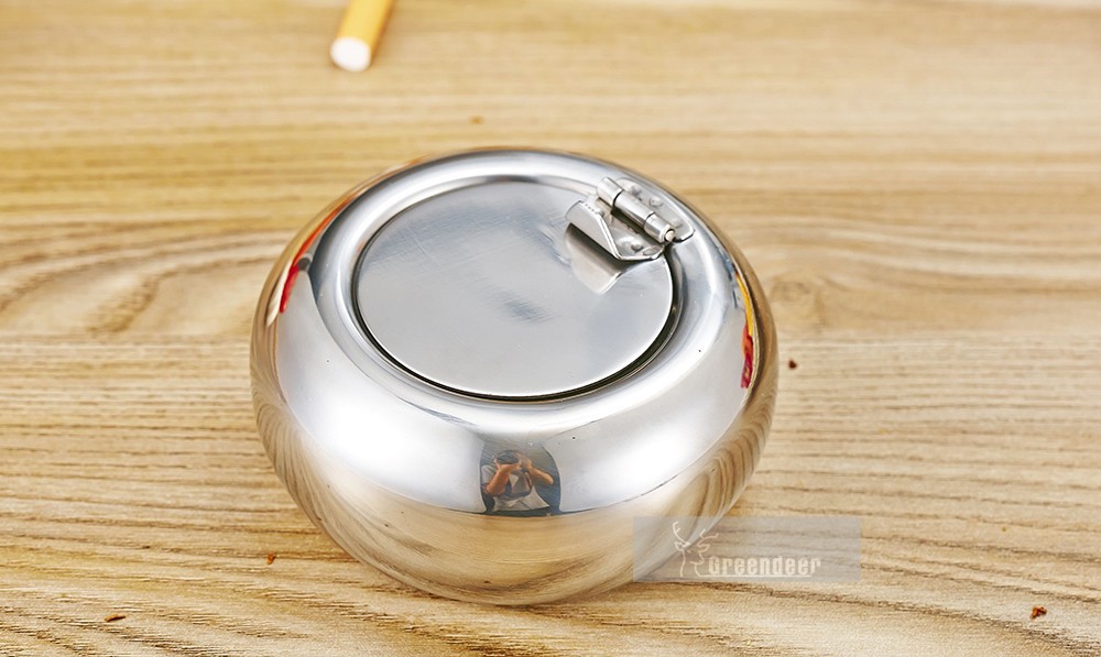 Stainless Steel Drum Shape with Lid Ashtray with Cover Ashtray Car Ashtray Cigarette Cigar Smoking Smoke Ash Tray Windproof-J13342-P3