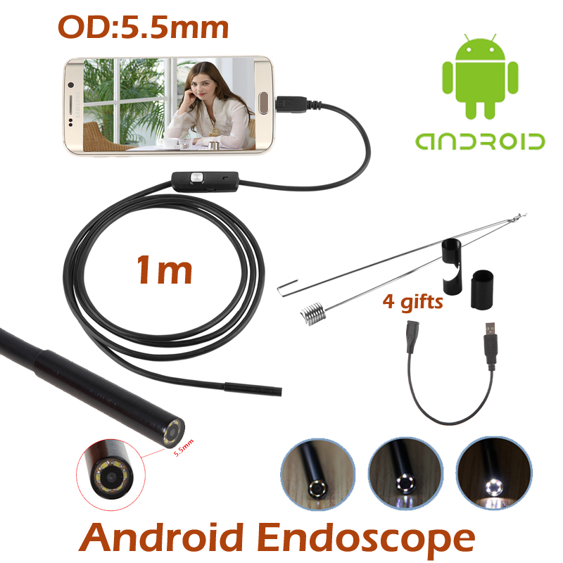 5.5 мм Объектив Android-OTG USB Камеры Эндоскопа 5 М 3.5 М 2 М 1 М Смарт-Телефона Android USB Бороскоп Инспекции Змея Камеры Трубы 6LED