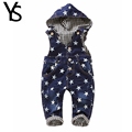 Baby Jeans Overalls Top Quality 100 Cotton Long Pants Girls Boys Stars Printed Hooded Jumpsuit Toddler