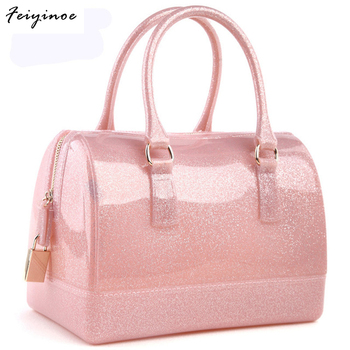 Women handbags leather bag new jelly candy pillow top handbag colorful bag