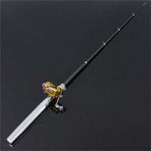 NEW Hot sale Mini Telescopic Portable Pocket Aluminum Alloy Pen Fishing Rod Pole Reel Black Fibre Glass silvery white