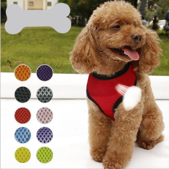 red blue pink black yellow green Pet products straps breathable size adjustable mesh cloth braces necklace for dog and cat