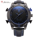 Kitefin Shark Sport Watch Blue LED Back Light Auto Date Display Leather Strap Quartz Digital Outdoor
