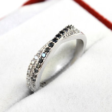 925 Sterling Silver Rings for Women CZ Diamond Jewelry Bague Femme Wholesale Crystal Black Stone Ring