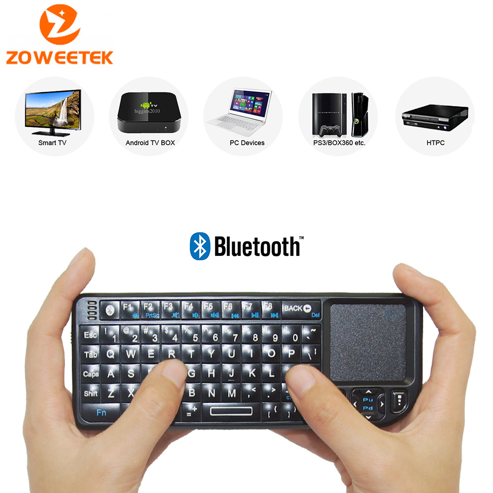 Zoweetek 2016 RII K02 3IN1 MINI Wireless Bluetooth Keyboard Laser Pointer Touchpad Backlit Keyboard for PC Andorid TV Box