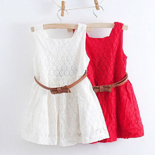2016 Cute Fashion Baby Girls Lace Flower Sleeveless Dress Children Party Princess Vest Dress Clothes Kids Girls Outfit Vestidos