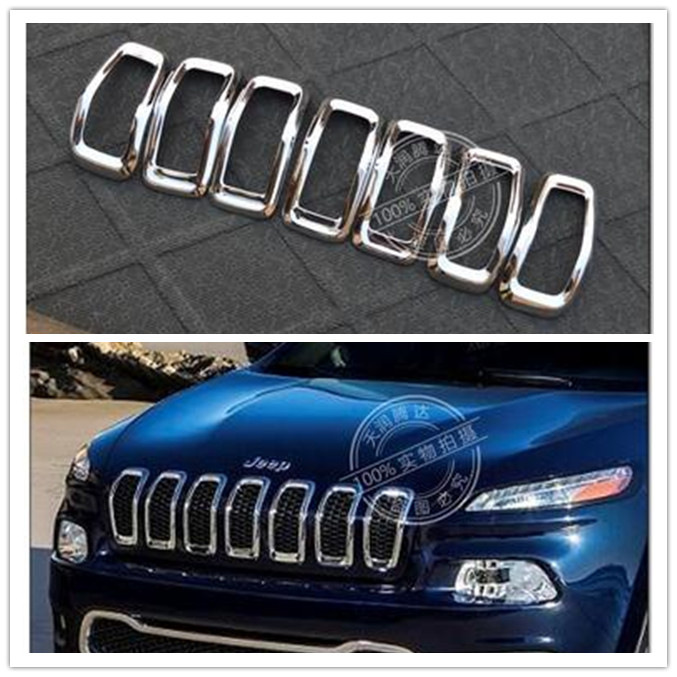 Cherokee 2014 Front Radiator Hood Grill trim cover car styling ABS Chrome  Cover TRIM For 2015 jeep Cherokee