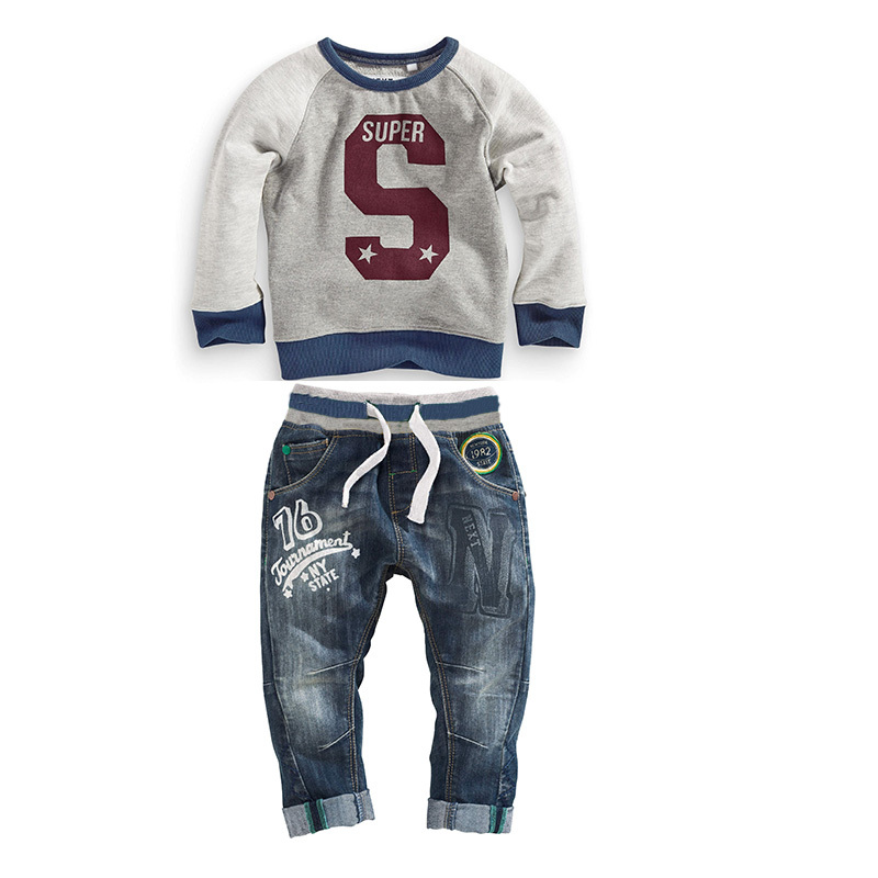 Casual Baby Suits Sweatshirt Boys' T-Shirt Tees Children's Outfits Sets jeans Denim T04