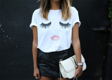 summer style 2015 hot women t shirt casual eyelash lips female models harajuku top cropped camisa