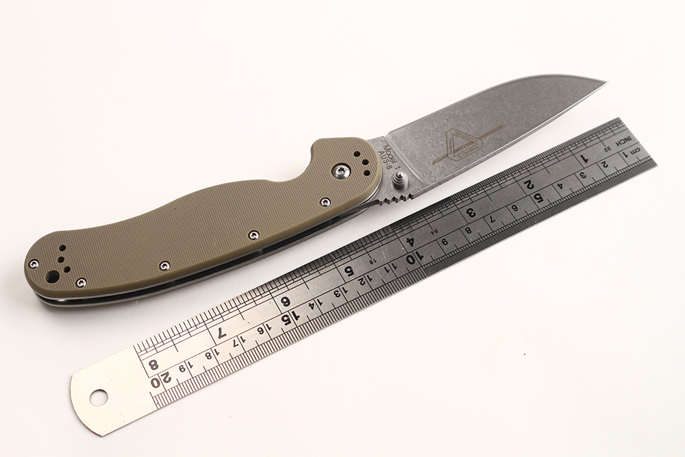 2 Colors Ontario RAT Model 1 Bigger Folding Knife AUS 8 Stonewash Blade G10 Handle Tactical