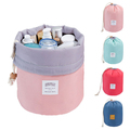 High Capacity Barrel Shaped Travel Women Brand Cosmetic Bags Nylon Organizer Toiletry Makeup Bags For Women