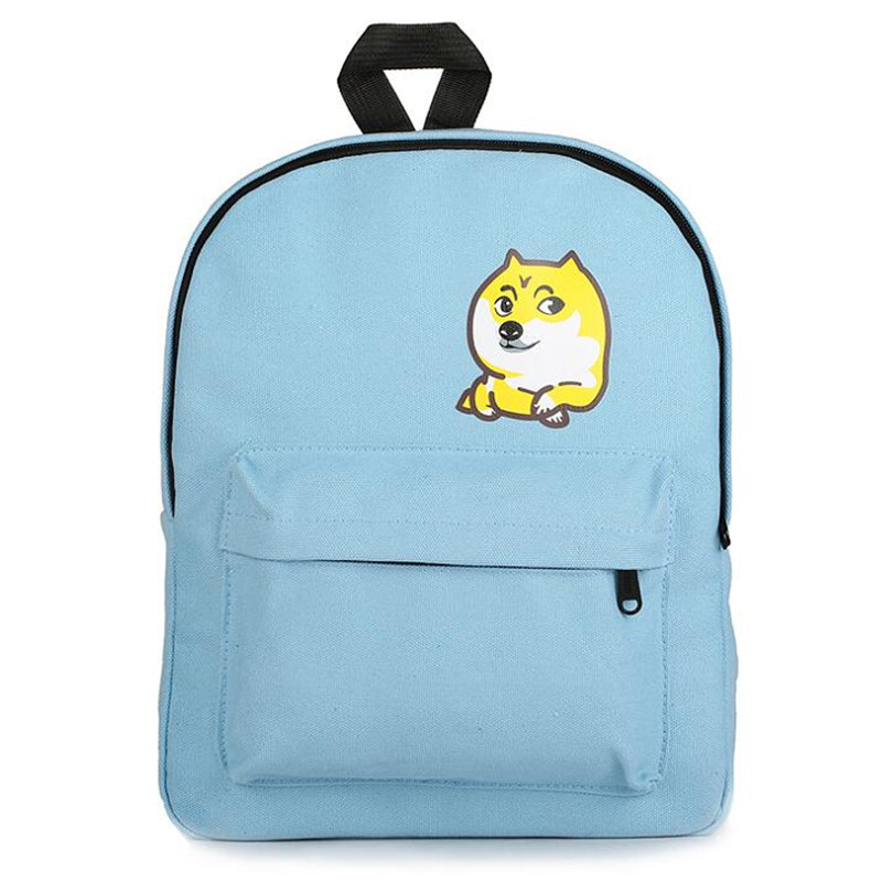 Japanese Style Women Canvas Backpack Cute Dog Printing Backpacks High School Students Shoulder