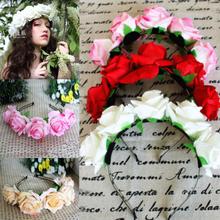 2015 Hot Sale Rose Floral Flower Garland Crown Headband Hair Band Bridal Festival Holiday New Arrival