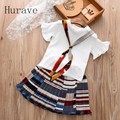 Hurave 2017 Baby Girls Dress Casual Stye Kids Sets T Shirt Skirt 2PC Suits For Children