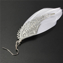 2015 Hot Selling Alloy Angel Wing Feather Dangle Earring Fashion Jewelry Chandelier Drop Long Earrings for