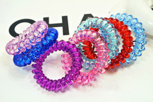 Free Shipping 10Pcs lot Fashion Cute Candy Color Hair Jewelry Headbands Telephone Line Hair Rope For