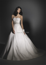 Custom Made Wedding Gowns White Ivory Crystal Beading Pleat A Line Wedding Dress 2015 Robe De