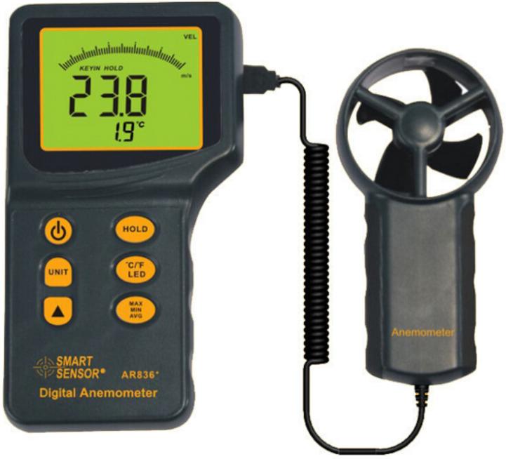 Digital Anemometer Handheld Wind Speed Meter AR836+ Wind Speed Measuring Range 0.3~45m/s