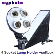 NEW photographic lighting 4 Socket Lamp with 20″x28″/50cm x 70cm Softbox for Digital Photo PSCSB4 photo studio accessories