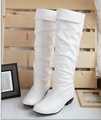 knee high boots Plus size 34 43 Women boots 3 color Black Brown White shoes Short