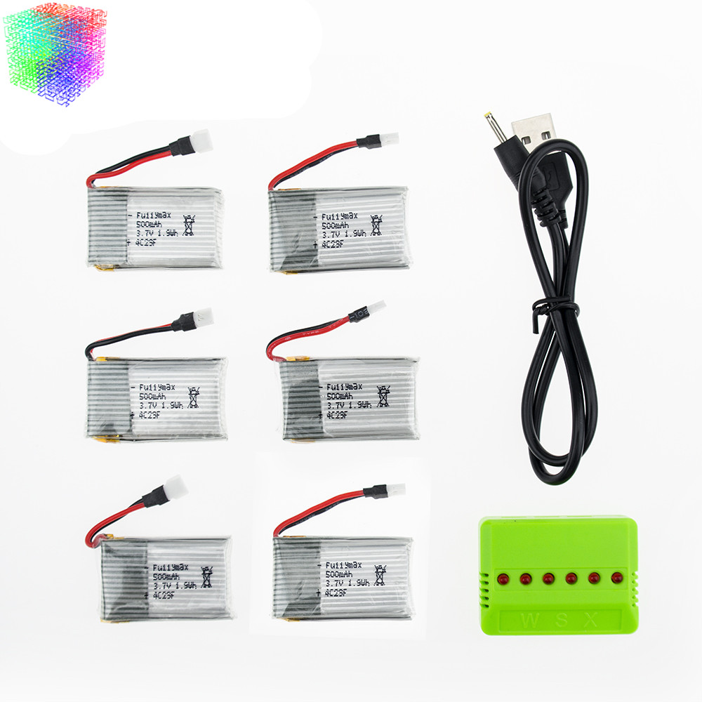 Syma X5C rc 3 7v 500mah Lipo battery 6pcs and green charger for syma x5 x5sc