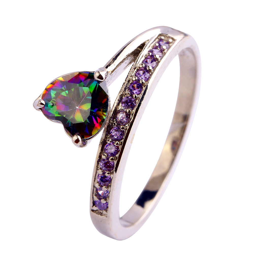 New Fashion Graceful Jewelry MultiColor Rainbow Topaz Gems 925 Silver Ring Size 6 7 8 9