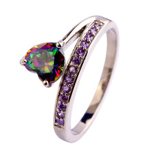 New Fashion Graceful Jewelry MultiColor Rainbow Topaz 925 Silver  Ring Size 6 7 8 9 10  For Women Free Shipping Wholesale