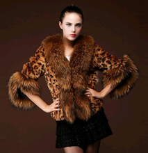 2016 The New Winter Autumn Women Leopard Fur Coat Women Faux Fur Jacket Artificial Fox Fur Collar Female Outerwear Overcoat