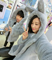 2016autumn winter new mother and child installed solid color three dimensional rabbit ears tail plush hood