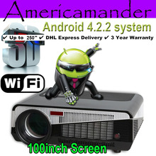 FreeGift 100inch Screen+4500Lux 1080P Android WiFi Smart Led 3D Home theater TV Projector Projektor Full HD Portable Video