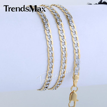 Custom ANY Length 4mm Flat Hammered Curb Silver Yellow Gold Filled Necklace Mens Chain Womens Jewelry