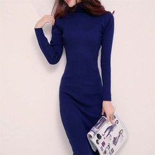 2015 new arrive women winter sweater dresses slim Turtleneck long knitted dress sexy bodycon robe dress D019
