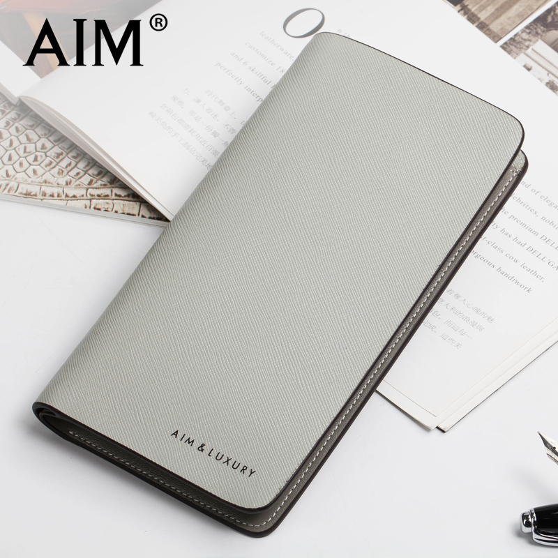 AIM 2015 new men's Leather Wallet long wallet wallet wallet bag ultra-thin Korean character