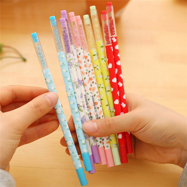 Freeshipping Flora printing crystal Gel Pen Korea creative stationery stylo pen Stationery Office School Supplies Gift