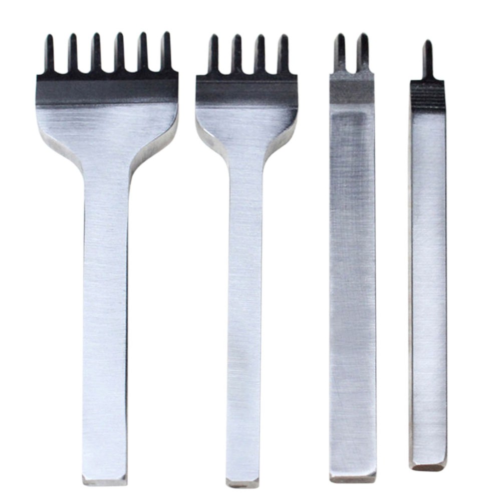 Description Picture 2 of item4pcs/set 3mm 4mm 5mm 6mm Leather Craft Tools Hole Punches Stitching Punch Tool 1+2+4+6 Prong Leathercraft Punching Tools Set