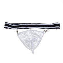 2016 Hot Style Mens Solid white Underwear Jockstrap Thong Underpants Mesh Pouch