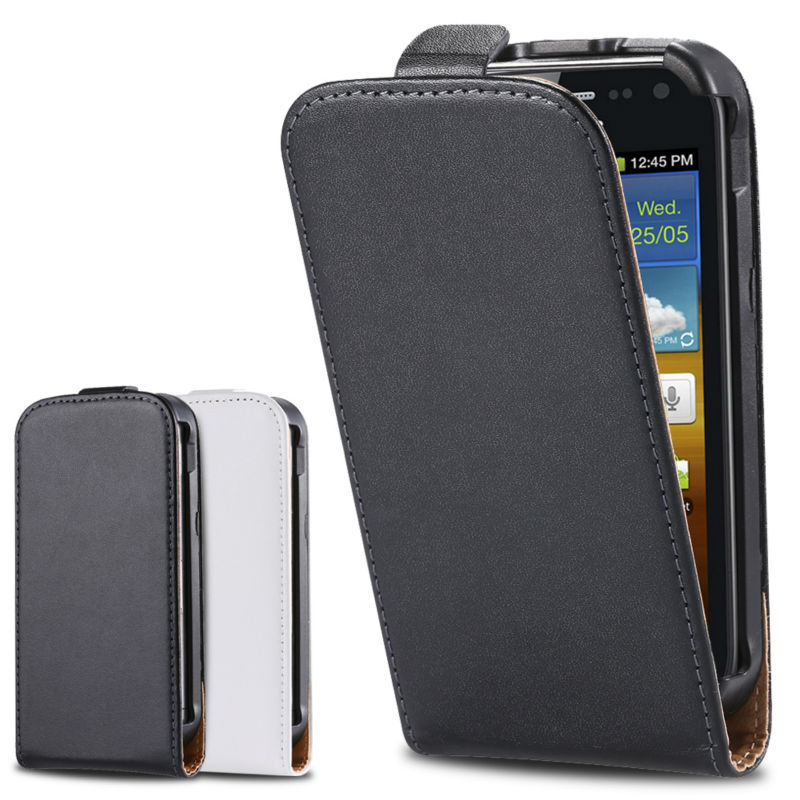 Black Luxury Real Genuine Leather Mobile Phone Case For Samsung Galaxy