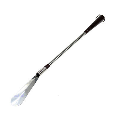 F85 Free Shipping New Stainless Steel Long Handle Shoe Horn Lifter Sturdy Flexible Shoehorn 58cm
