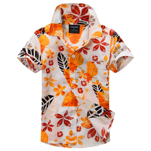 cotton 100% floral shirt hawaiian shirt aloha shirt for boy T1510