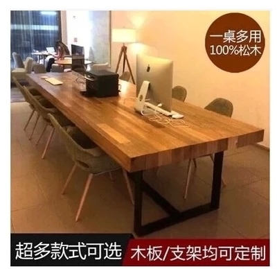 Hierro comedor retro combinación de madera de pino mesas ... Escritorio comedor