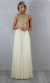 Charmming Chiffon Tulle with Top Champagne Gold Sequin Bridesmaid Dresses Formal Prom Dress 2015 Long Special