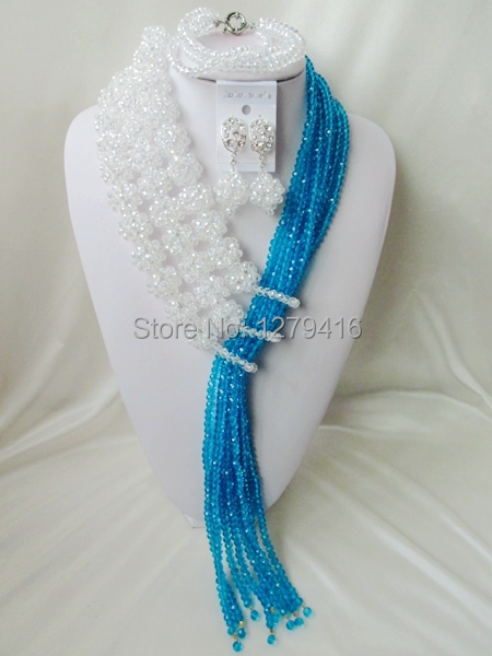 Glamorous  Crystal Nigerian Wedding African Beads Jewelry Set   AA064