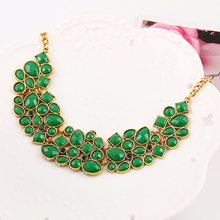 Free shipping Fashion Colorful Charm gem metal chain collar necklace statement jewelry for women 2014 Wholesale