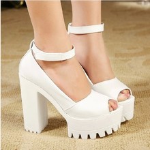 2014 women’s british stype muffin mesh waterproof high-heeled platform pumps Roman fish head shoes for women