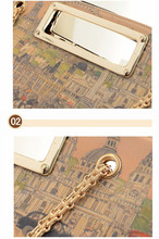 New 2015 Women Leather Messenger Bags City Graffiti Handbag Lady Fashion Wild Handbags Printing Chain Desigual