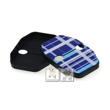 2 X Blue Tartan Color Stripe 3D Car Door Lock Striker Protector Buckle Cover for MINI Cooper F55 F56