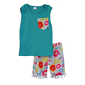 New Brand Summer Girl Clothing Sets Brief Design Sleeveless O neck Children Cotton Shorts Girls Printed
