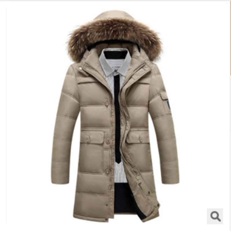 Men's brand 2015 Winter Warm Thicken Hooded Coat 90% White Duck Down Long Jacket Coat Casual Men's plus size Down Jacket AE749