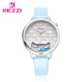 2016 KEZZI New Brand Korean Staly Fashion Lady Watch Simple Two Hands Design Diamond Scale Leather